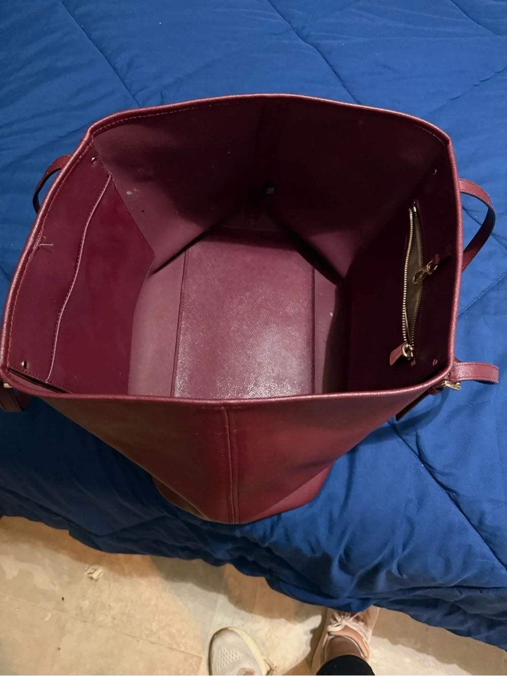 Michael Kors Burgundy Leather Tote with Signature MK Charm